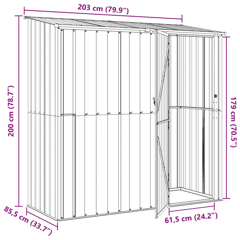 Schowki ogrodowe Antracyt 203 x 85,5 x 200 cm Metal