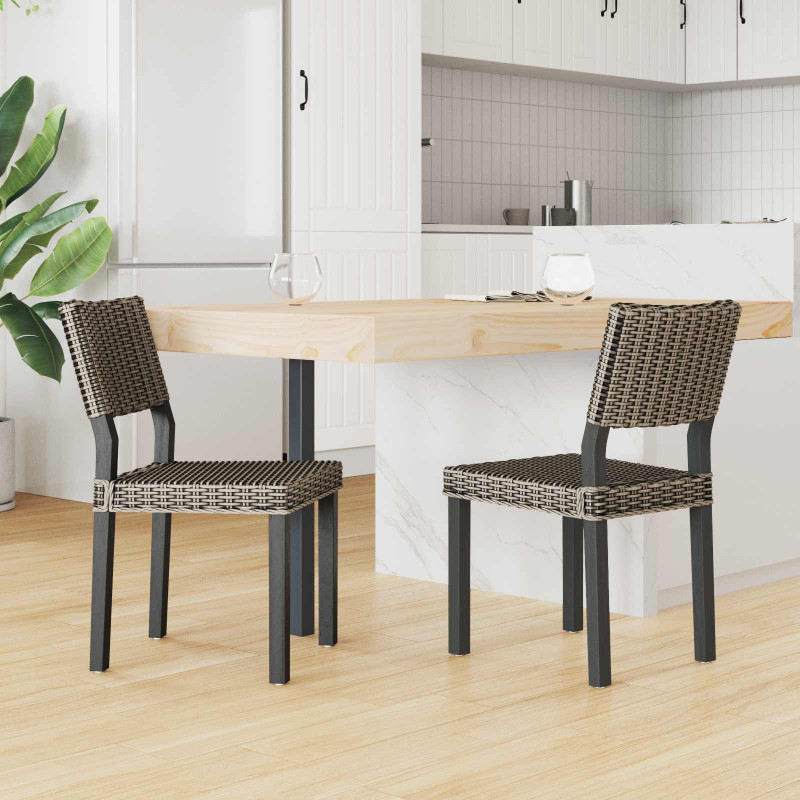 Krzesło jadalniane 2 pcs Czarne pranie 46 x 55 x 84 cm