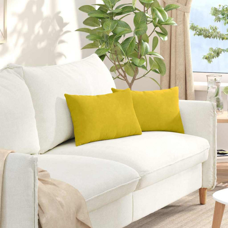 Poduszki na sofę 2 pcs Żółty 50 x 30 cm Tkanina sztruksowa