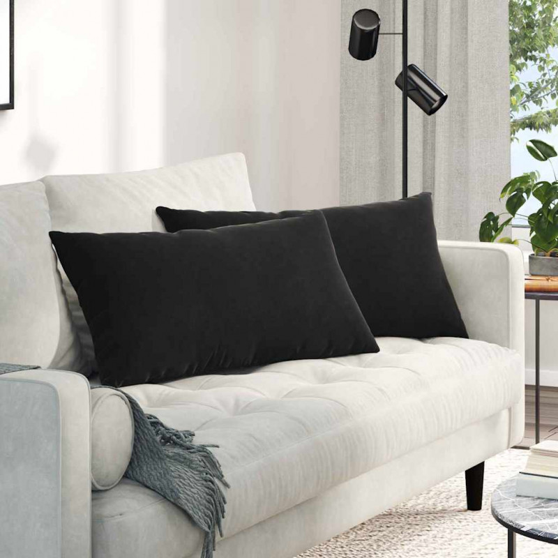 Poduszki na sofę 2 pcs Czarny 80 x 40 cm Tkanina sztruksowa