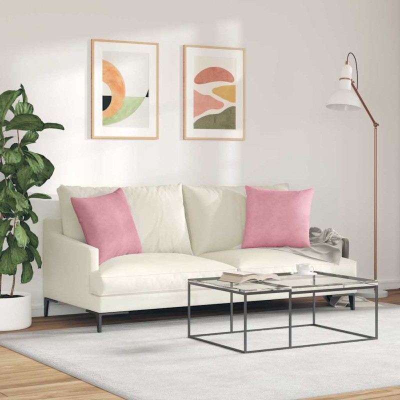 Poduszki na sofę 2 pcs Różowy 45 x 45 cm Tkanina sztruksowa