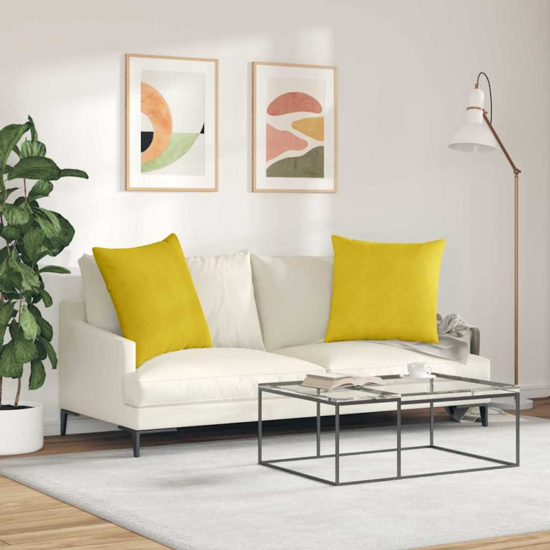 Poduszki na sofę 2 pcs Żółty 60 x 60 cm Tkanina sztruksowa