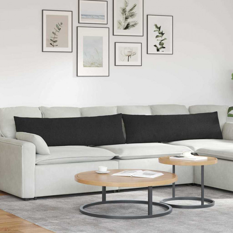 Poduszki na sofę 2 pcs Czarny 145 x 40 cm tkanina
