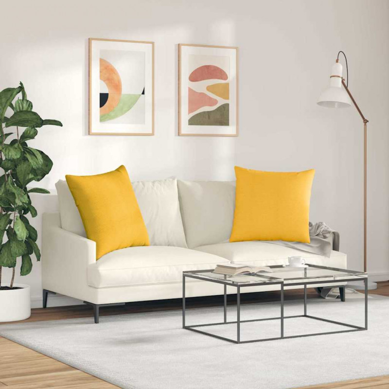 Poduszki na sofę 2 pcs Jasnożółty 60 x 60 cm Tkanina sztruksowa