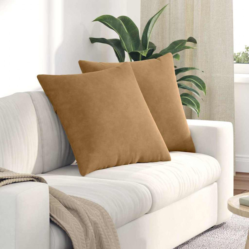Poduszki na sofę 2 pcs Brązowy 80 x 80 cm Tkanina sztruksowa