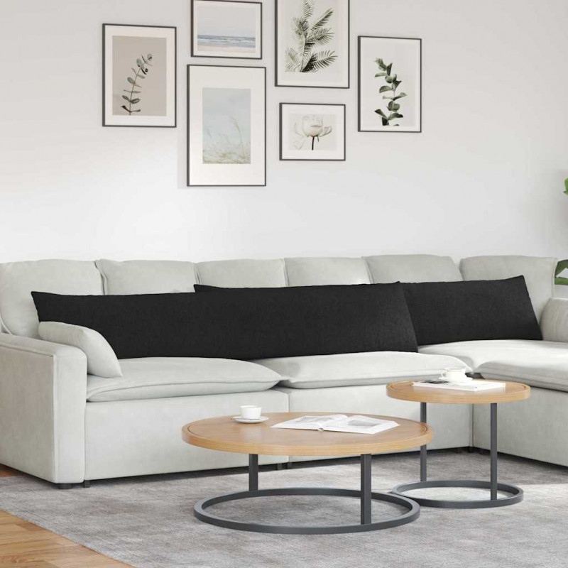 Poduszki na sofę 2 pcs Czarny 200 x 40 cm tkanina