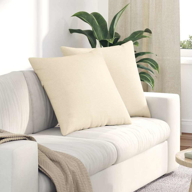 Poduszki na sofę 2 pcs Kremowy 80 x 80 cm Tkanina sztruksowa