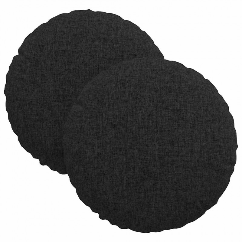 Poduszki na siedziska 2 pcs Czarny Ø30 x 13 cm tkanina