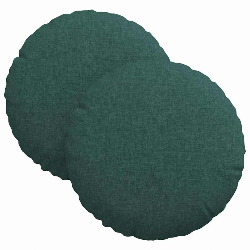 Poduszki na siedziska 2 pcs Ciemna zieleń Ø30 x 13 cm tkanina