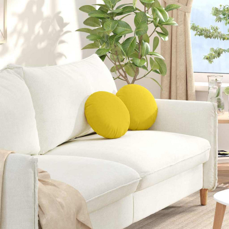 Poduszki na siedziska 2 pcs Jasnożółty Ø30 x 13 cm tkanina