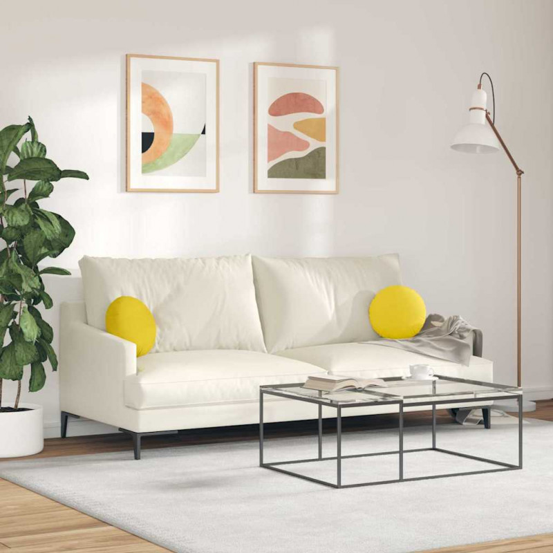 Poduszki na siedziska 2 pcs Jasnożółty Ø30 x 13 cm tkanina