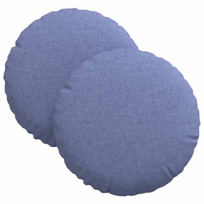 Poduszki na siedziska 2 pcs Niebieski dżins Ø30 x 13 cm tkanina