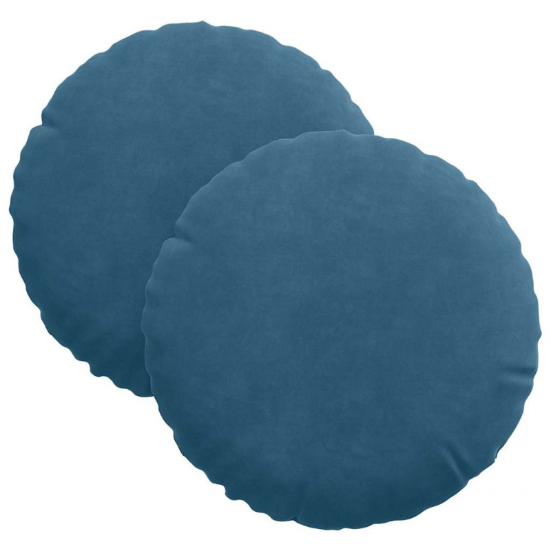 Poduszki na siedziska 2 pcs Niebieski Ø 40 x 13 cm Aksamit