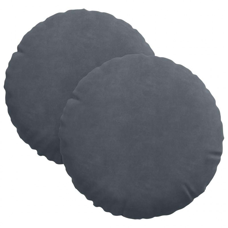 Poduszki na siedziska 2 pcs Ciemnoszary Ø 40 x 13 cm Aksamit