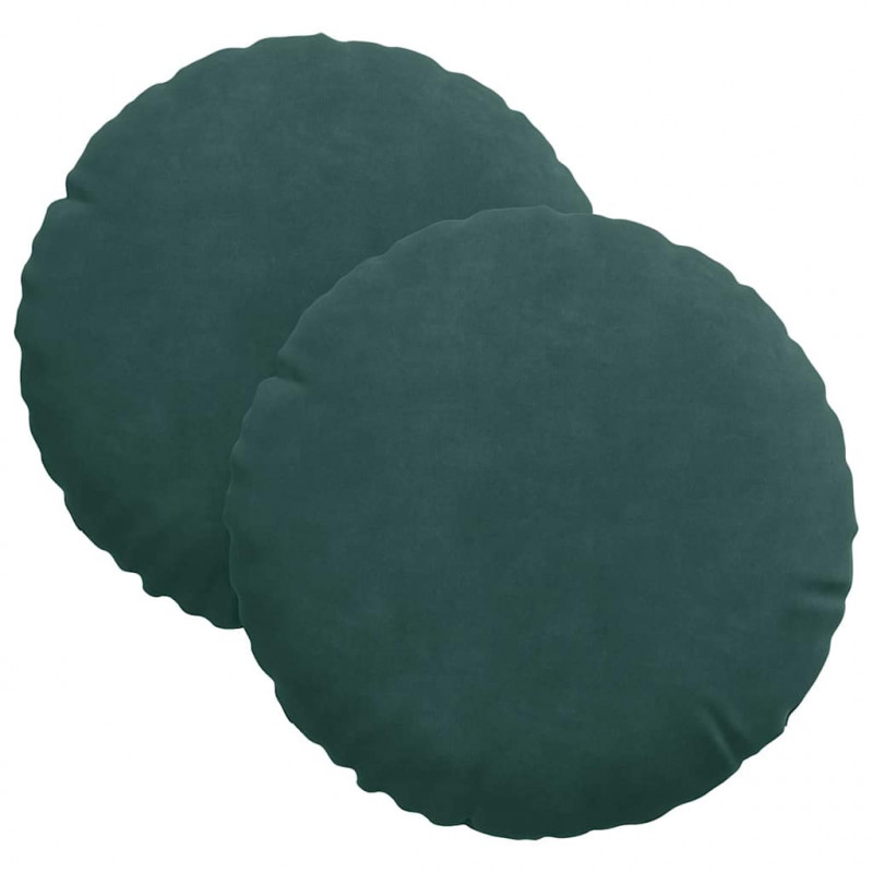 Poduszki na siedziska 2 pcs Ciemna zieleń Ø 40 x 13 cm Aksamit