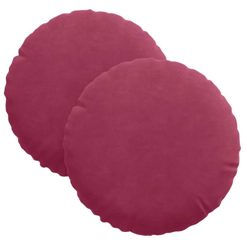 Poduszki na siedziska 2 pcs Czerwone wino Ø 40 x 13 cm Aksamit