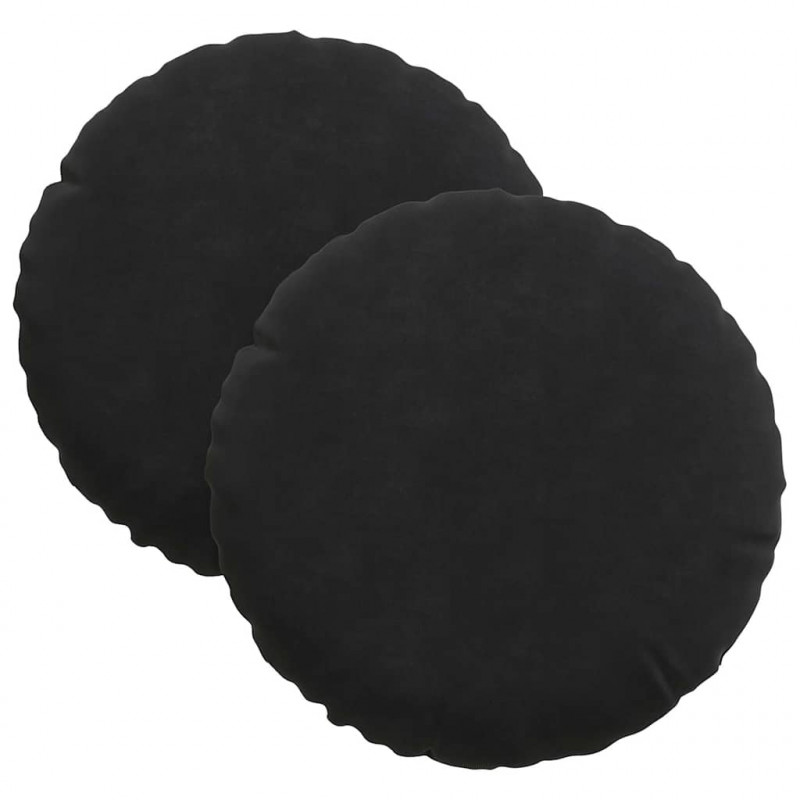 Poduszki na siedziska 2 pcs Czarny Ø 40 x 13 cm Aksamit