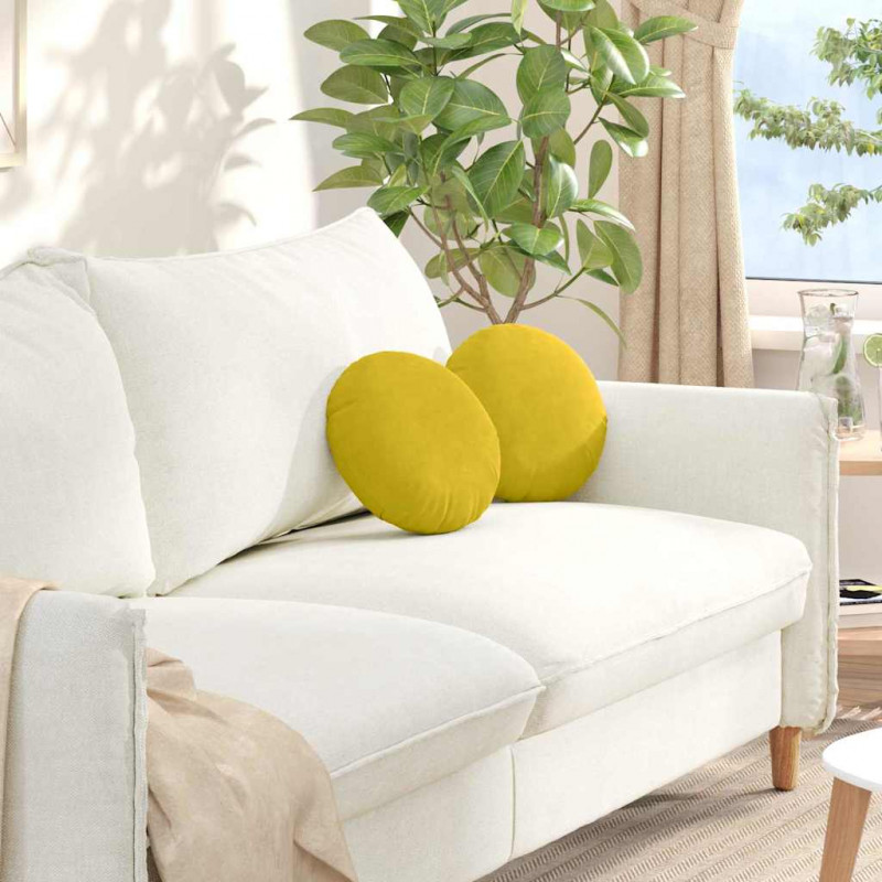 Poduszki na siedziska 2 pcs Żółty Ø 40 x 13 cm Aksamit