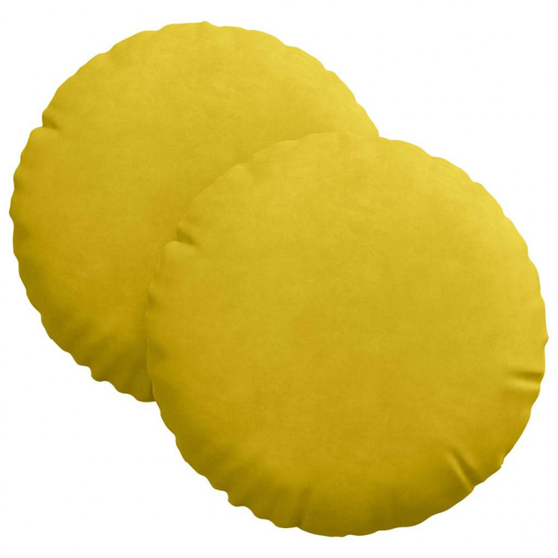 Poduszki na siedziska 2 pcs Żółty Ø 40 x 13 cm Aksamit