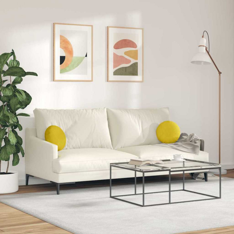 Poduszki na siedziska 2 pcs Żółty Ø 40 x 13 cm Aksamit