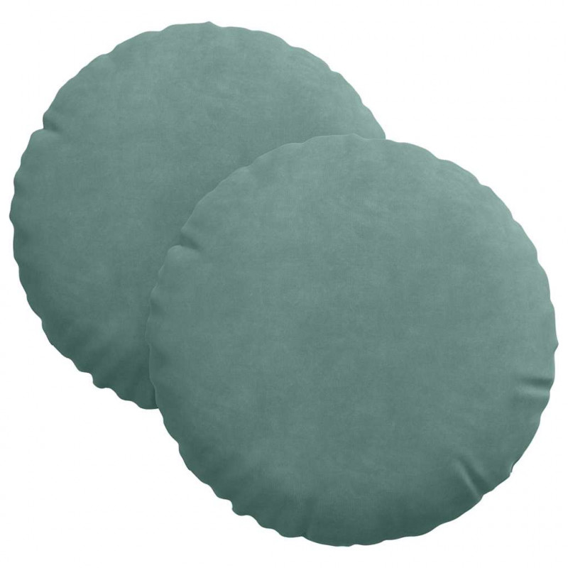 Poduszki na siedziska 2 pcs Zielony morski Ø 40 x 13 cm Aksamit