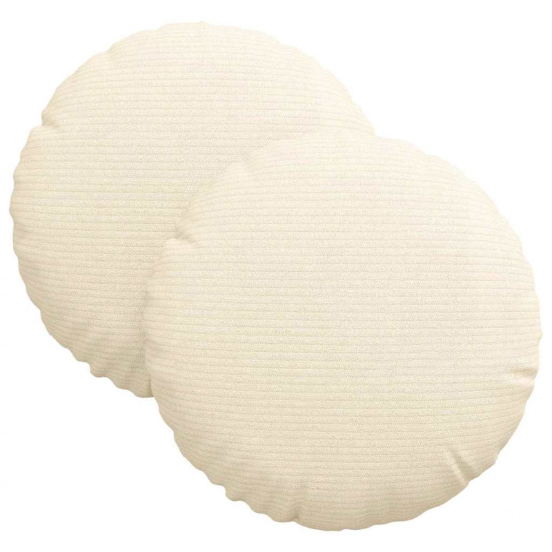 Poduszki na siedziska 2 pcs Kremowy Ø 30 cm Tkanina sztruksowa