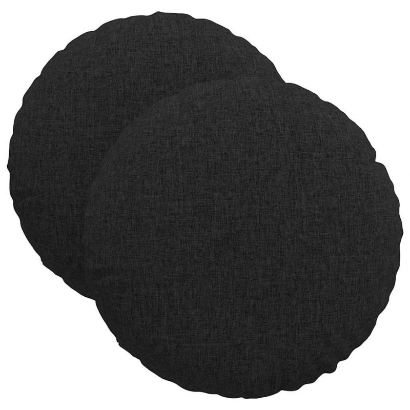 Poduszki na siedziska 2 pcs Czarny Ø40 x 13 cm tkanina