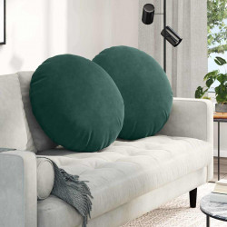 Poduszki na siedziska 2 pcs Ciemna zieleń Ø 40 x 13 cm Aksamit