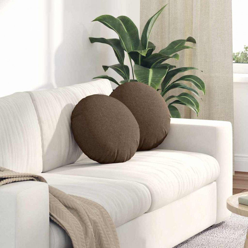 Poduszki na siedziska 2 pcs Brązowy Ø40 x 13 cm tkanina