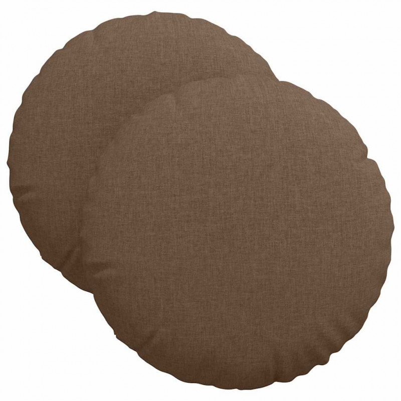 Poduszki na siedziska 2 pcs Brązowy Ø40 x 13 cm tkanina