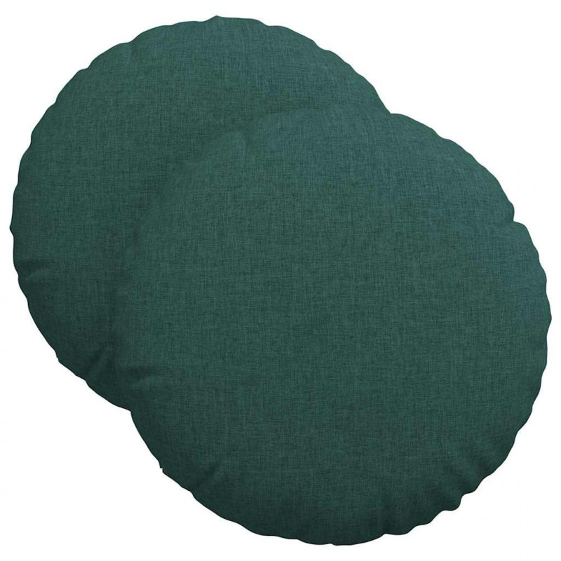 Poduszki na siedziska 2 pcs Ciemna zieleń Ø40 x 13 cm tkanina