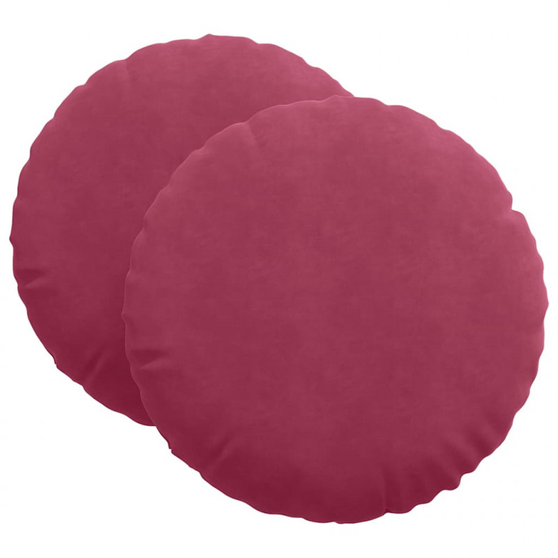 Poduszki na siedziska 2 pcs Czerwone wino Ø 40 x 13 cm Aksamit