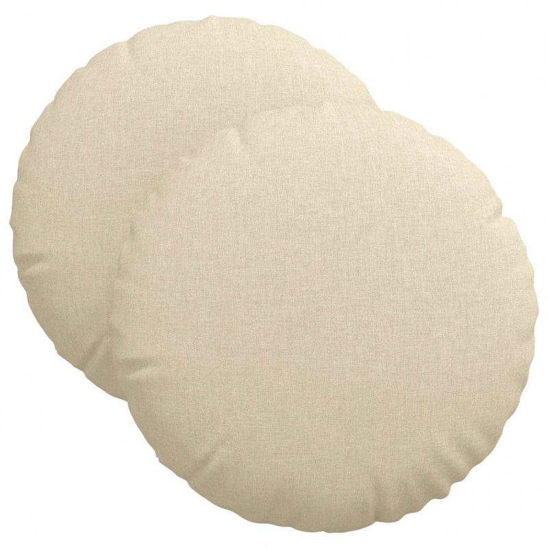 Poduszki na siedziska 2 pcs Kremowy Ø40 x 13 cm tkanina