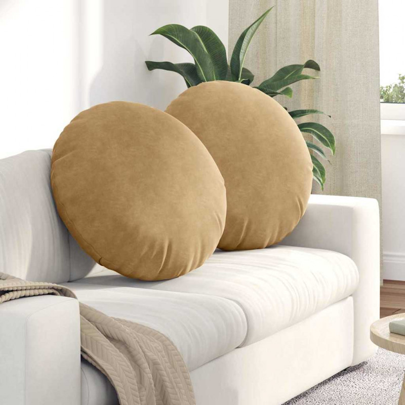 Poduszki na siedziska 2 pcs Brązowy Ø 40 x 13 cm Aksamit