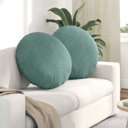 Poduszki na siedziska 2 pcs Zielony morski Ø 40 x 13 cm Aksamit