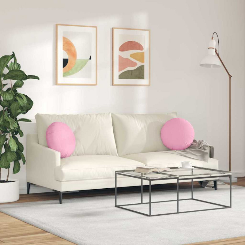 Poduszki na siedziska 2 pcs Różowy Ø40 x 13 cm tkanina