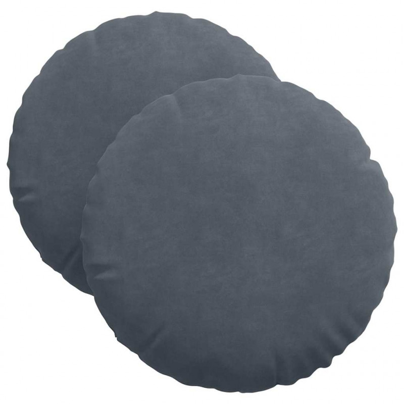 Poduszki na siedziska 2 pcs Ciemnoszary Ø 40 x 13 cm Aksamit