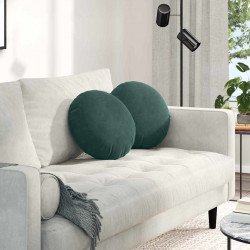Poduszki na siedziska 2 pcs Ciemna zieleń Ø 40 x 13 cm Aksamit