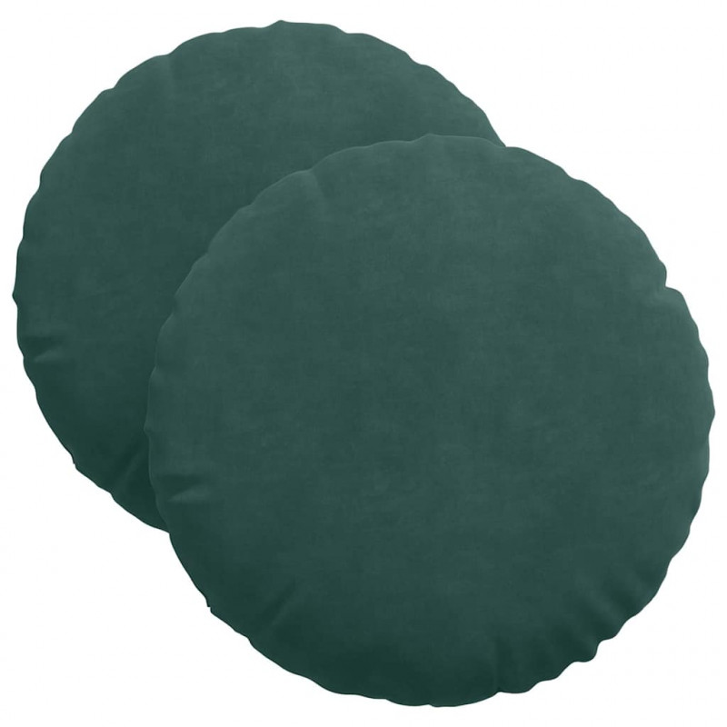 Poduszki na siedziska 2 pcs Ciemna zieleń Ø 40 x 13 cm Aksamit