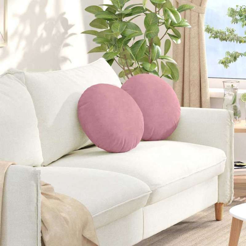 Poduszki na siedziska 2 pcs Różowy Ø 40 x 13 cm Aksamit