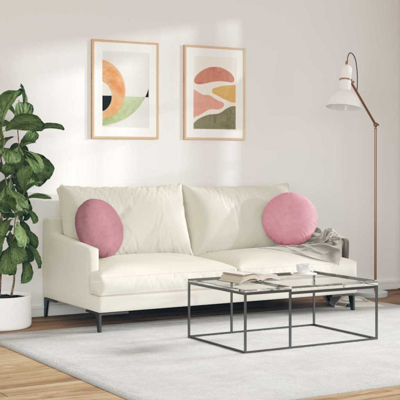 Poduszki na siedziska 2 pcs Różowy Ø 40 x 13 cm Aksamit