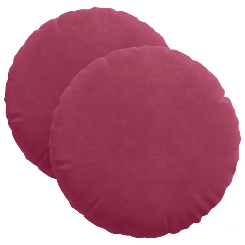Poduszki na siedziska 2 pcs Czerwone wino Ø 40 x 13 cm Aksamit