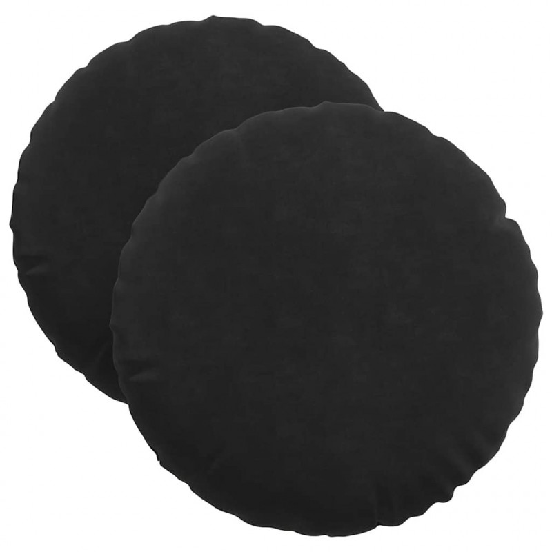 Poduszki na siedziska 2 pcs Czarny Ø 40 x 13 cm Aksamit