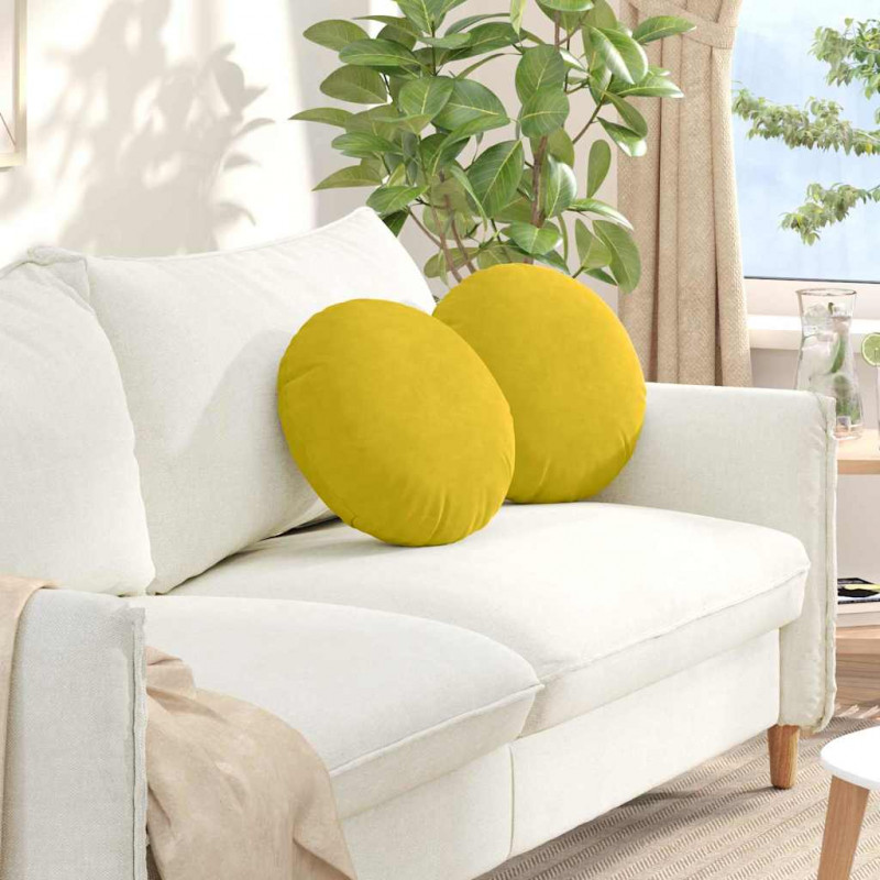 Poduszki na siedziska 2 pcs Żółty Ø 40 x 13 cm Aksamit