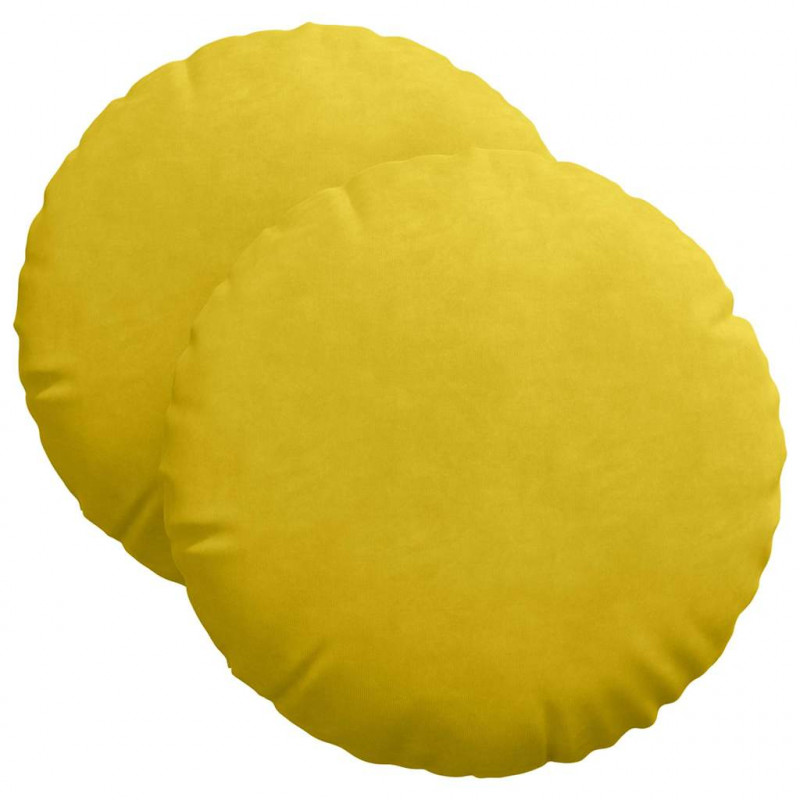 Poduszki na siedziska 2 pcs Żółty Ø 40 x 13 cm Aksamit
