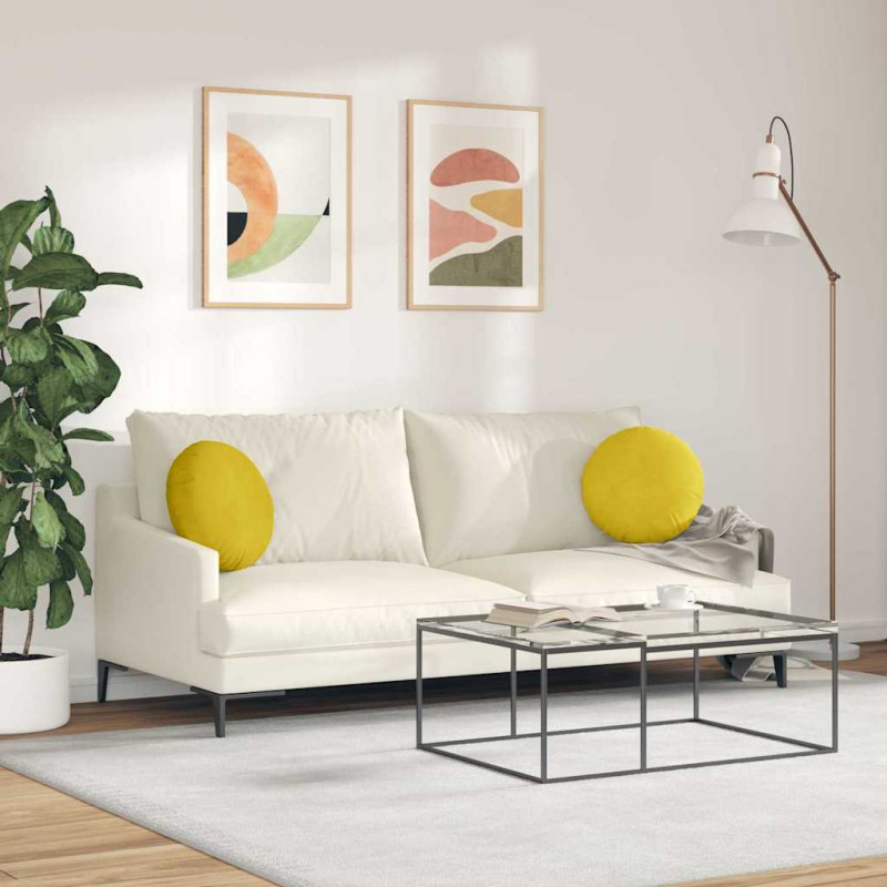 Poduszki na siedziska 2 pcs Żółty Ø 40 x 13 cm Aksamit