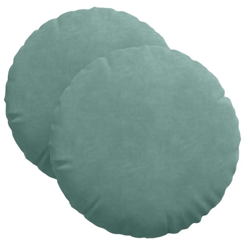 Poduszki na siedziska 2 pcs Zielony morski Ø 40 x 13 cm Aksamit