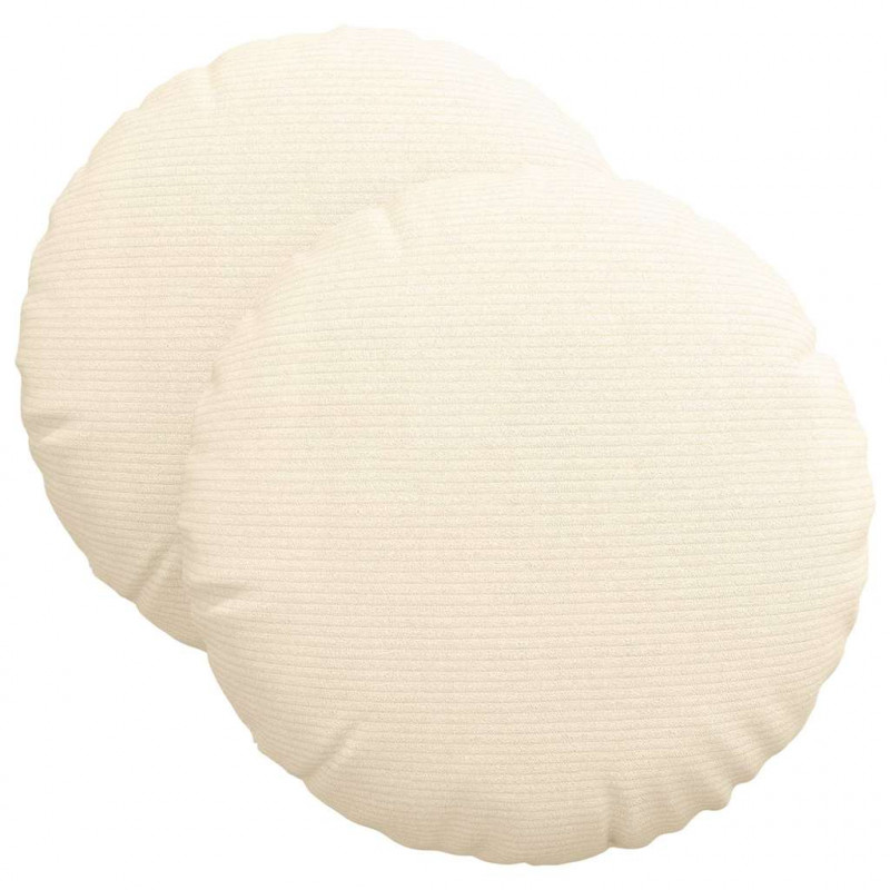 Poduszki na siedziska 2 pcs Kremowy Ø 40 cm Tkanina sztruksowa