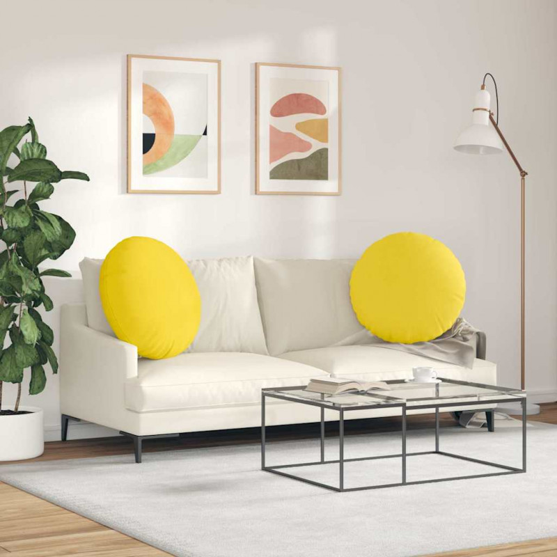Poduszki na siedziska 2 pcs Jasnożółty Ø80 x 29 cm tkanina