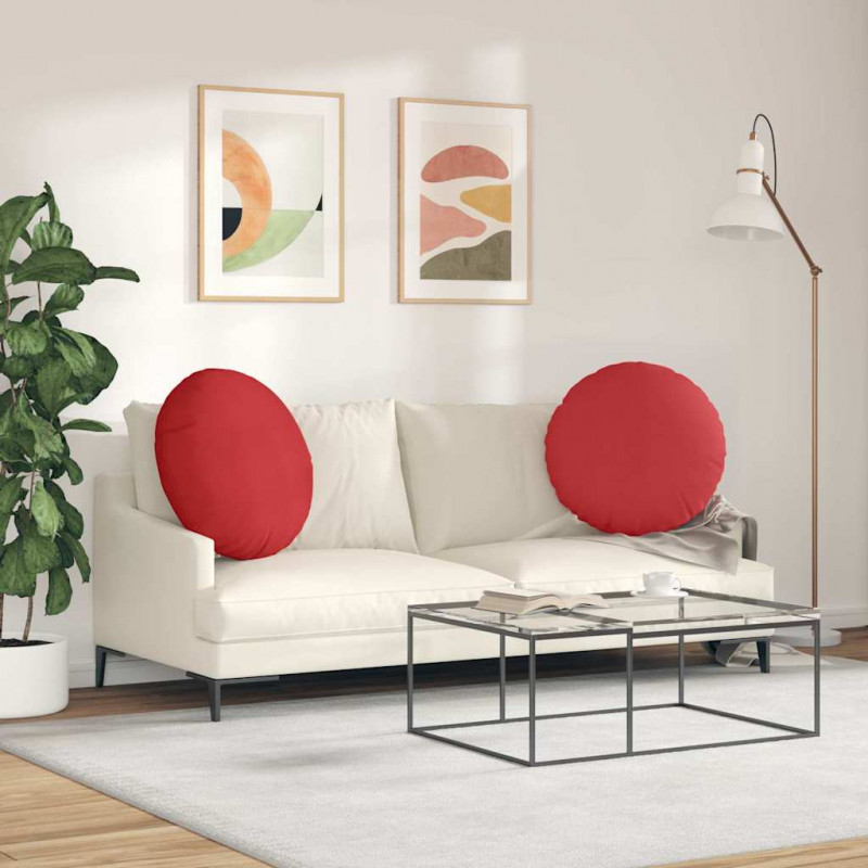 Poduszki na siedziska 2 pcs Czerwony Ø80 x 29 cm tkanina